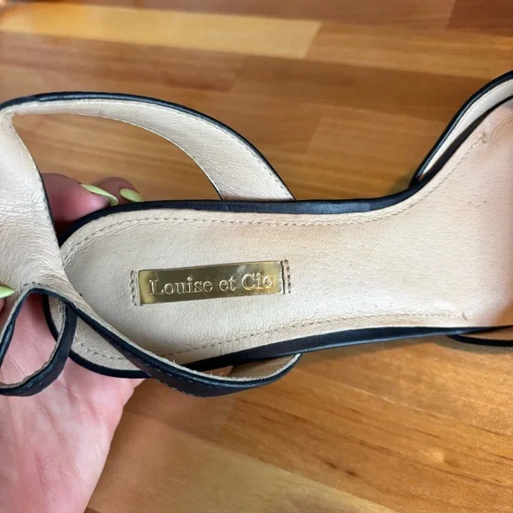 Louise et Cie Navy Women's Slingback Ankle Strap Pump Size 9 Leather Upper - Picture 9 of 11